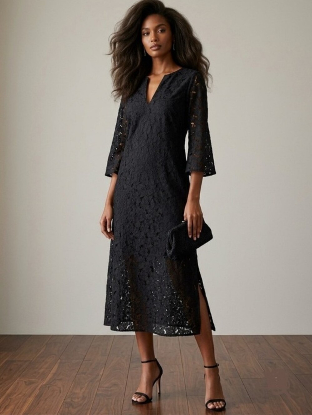 Tuckernuck Black Lace Jamie Eyelet Floral Midi Dress Lined XS New Women's